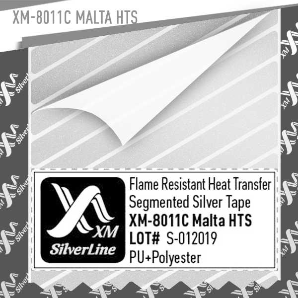 XM-8011C MALTA HTS, 2 width - Iron on FR-tapes  XM SilverLine - Reflective  Tape for FR-clothing