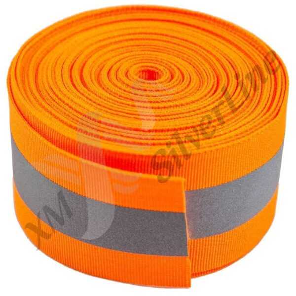 XM-6023-TT Grosgrain, Orange-silver, 2" width