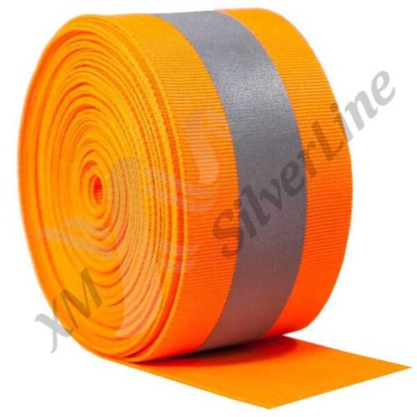 XM-6023-TT Grosgrain, Orange-silver, 2" width