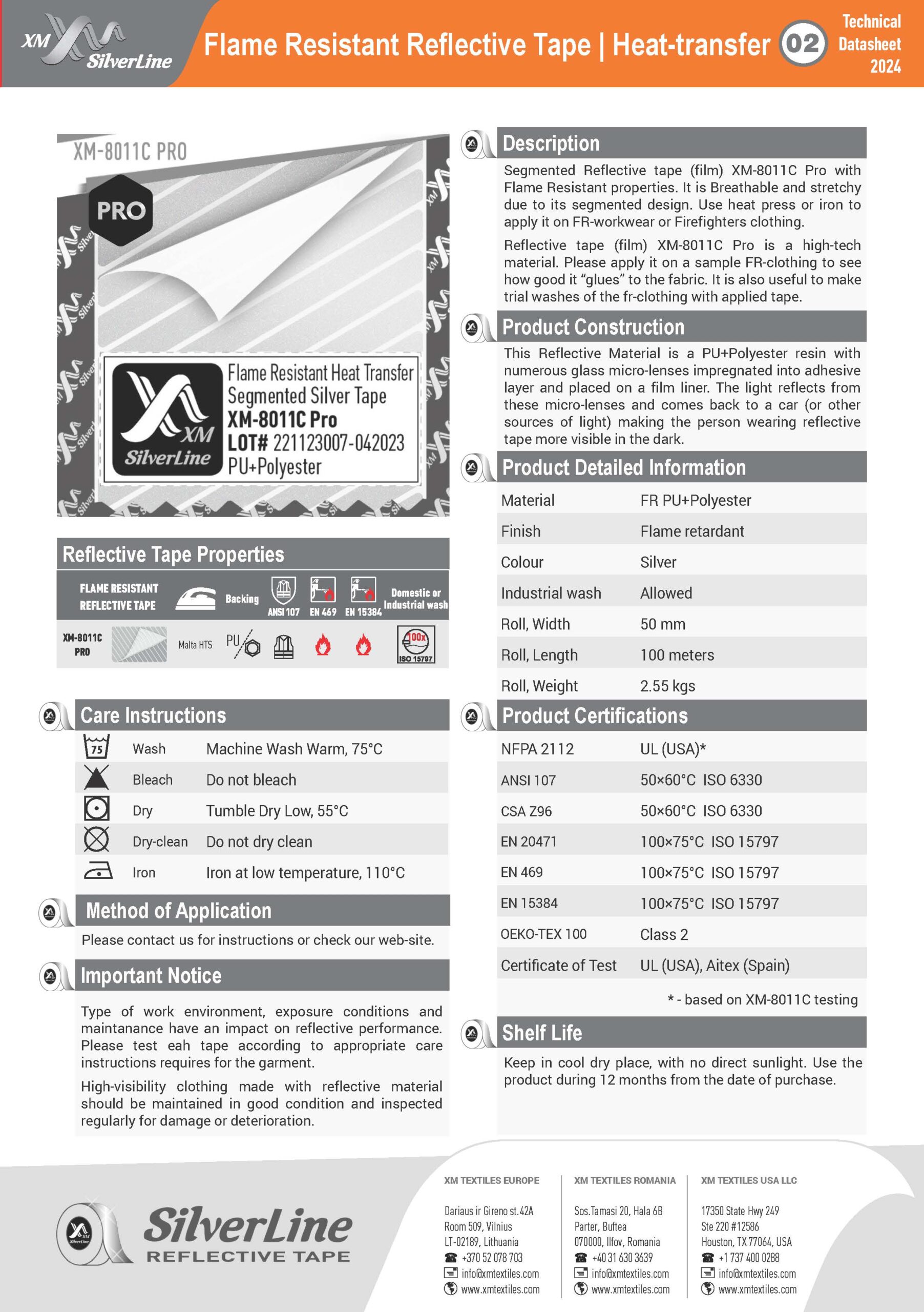 XM-8011C PRO: Technical datasheet